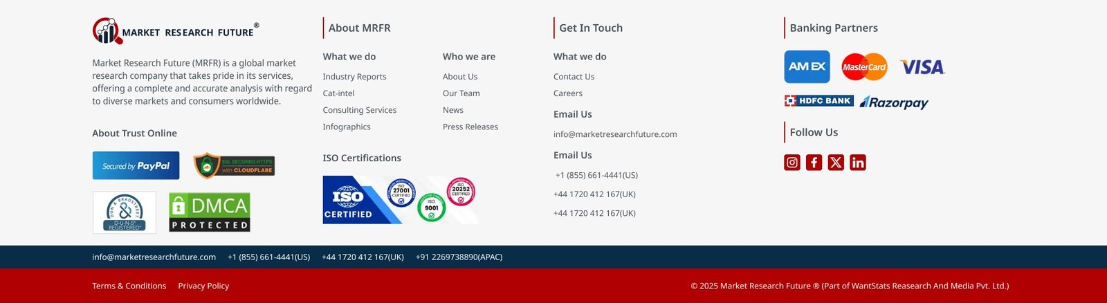 MRFR Website Footer Section